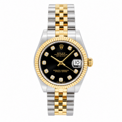 Rolex Datejust 31MM 178273 Two-Tone Black Diamond Dial Watch